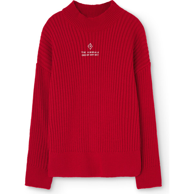 Seal Relaxed Fit Turtleneck Sweater, Red