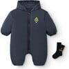 Baby Bumblebee Jacket Jumpsuit, Navy - Jumpsuits - 4