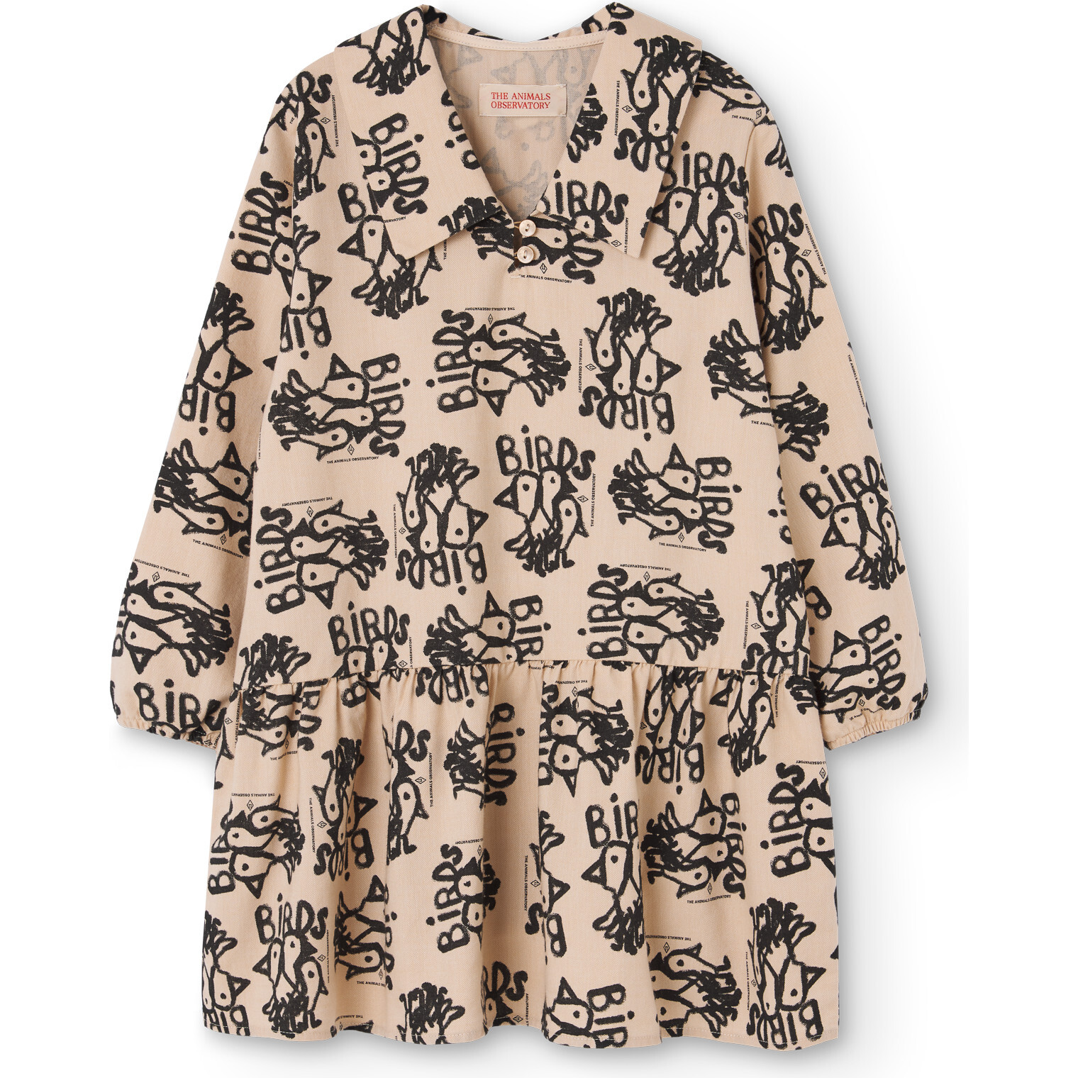 Albatross Flock Relaxed Fit Collared Mini Dress, Brown - Dresses - 1