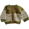 Stripe Cardigan, Moss - Cardigans - 1 - thumbnail