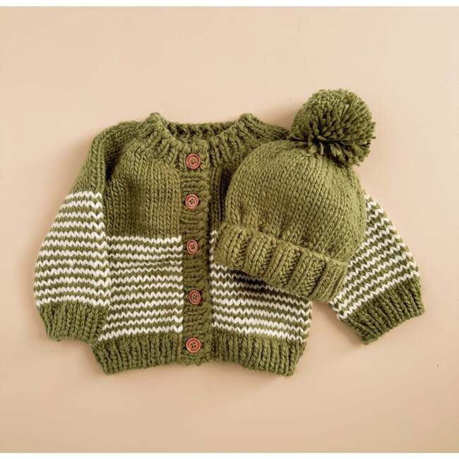 Stripe Cardigan, Moss - Cardigans - 2