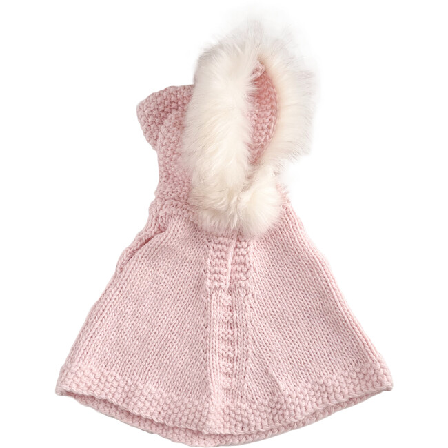 Poncho with Faux Fur, Baby Pink