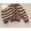 Rib Knit Stripe Cardigan, Tan - Cardigans - 3