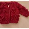 Heart Popcorn Cardigan, Red - Cardigans - 2