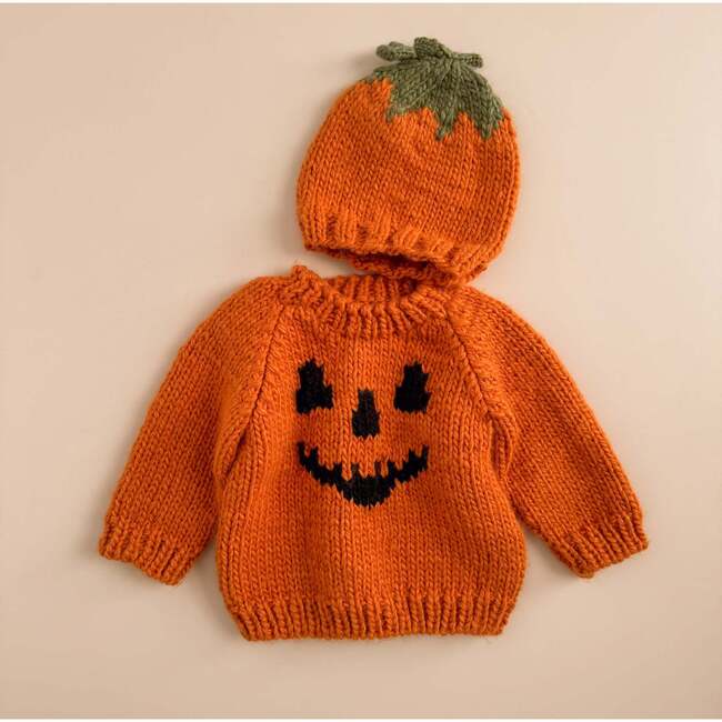 Jack-o-lantern Sweater, Orange - Cardigans - 2