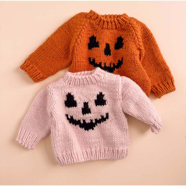 Jack-o-lantern Sweater, Baby Pink - Cardigans - 2