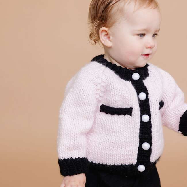 Coco Cardigan, Baby Pink/Black - Cardigans - 3