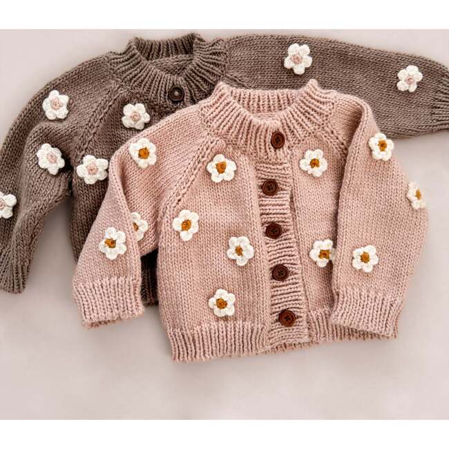 Flower Cardigan, Tan - Cardigans - 5