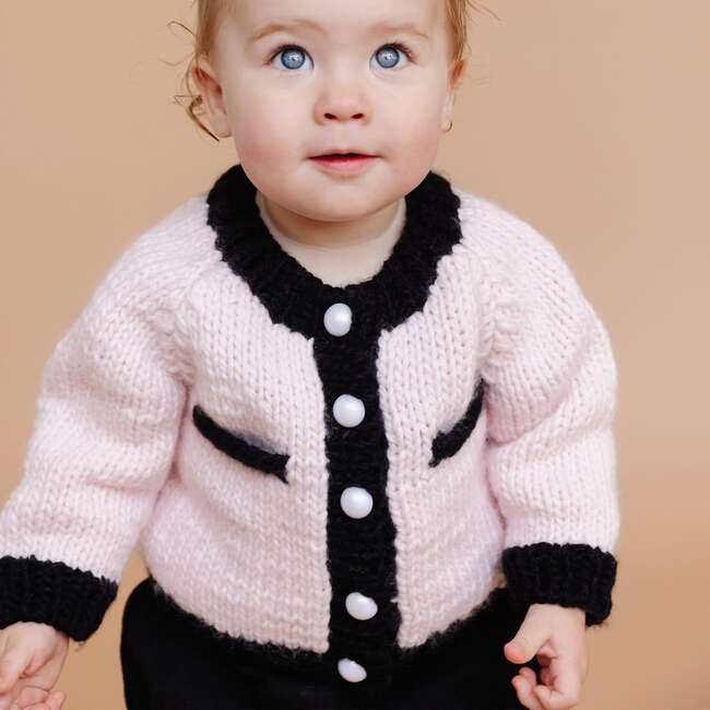 Coco Cardigan, Baby Pink/Black - Cardigans - 4