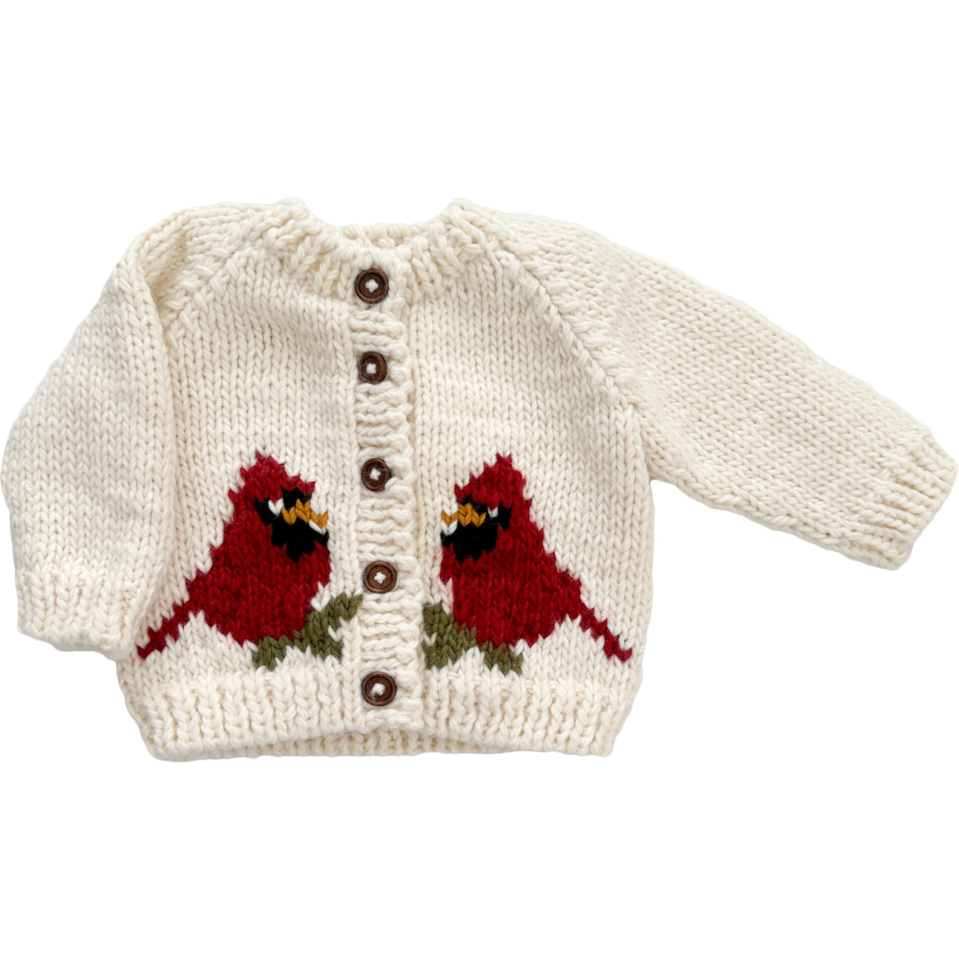 Cardinal Cardigan, Cream/Red - Cardigans - 1