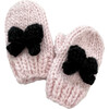 Bow Mittens, Baby Pink/Black - Gloves - 1 - thumbnail