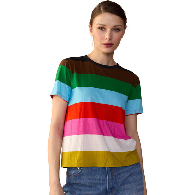 Women's Striped Regular Fit Tee, Multicolors
