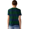 Women's Striped Regular Fit Tee, Navy & Green - T-Shirts - 3