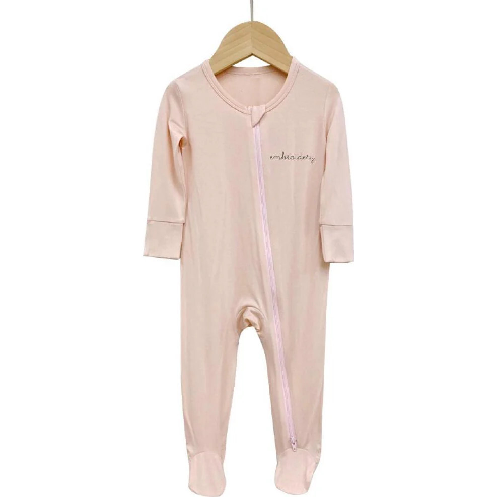 Baby Personalized Long Sleeve Footie, Pink - Onesies - 1