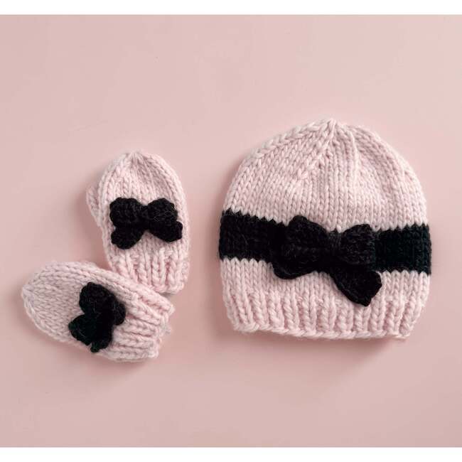 Bow Hat, Baby Pink/Black - Hats - 2