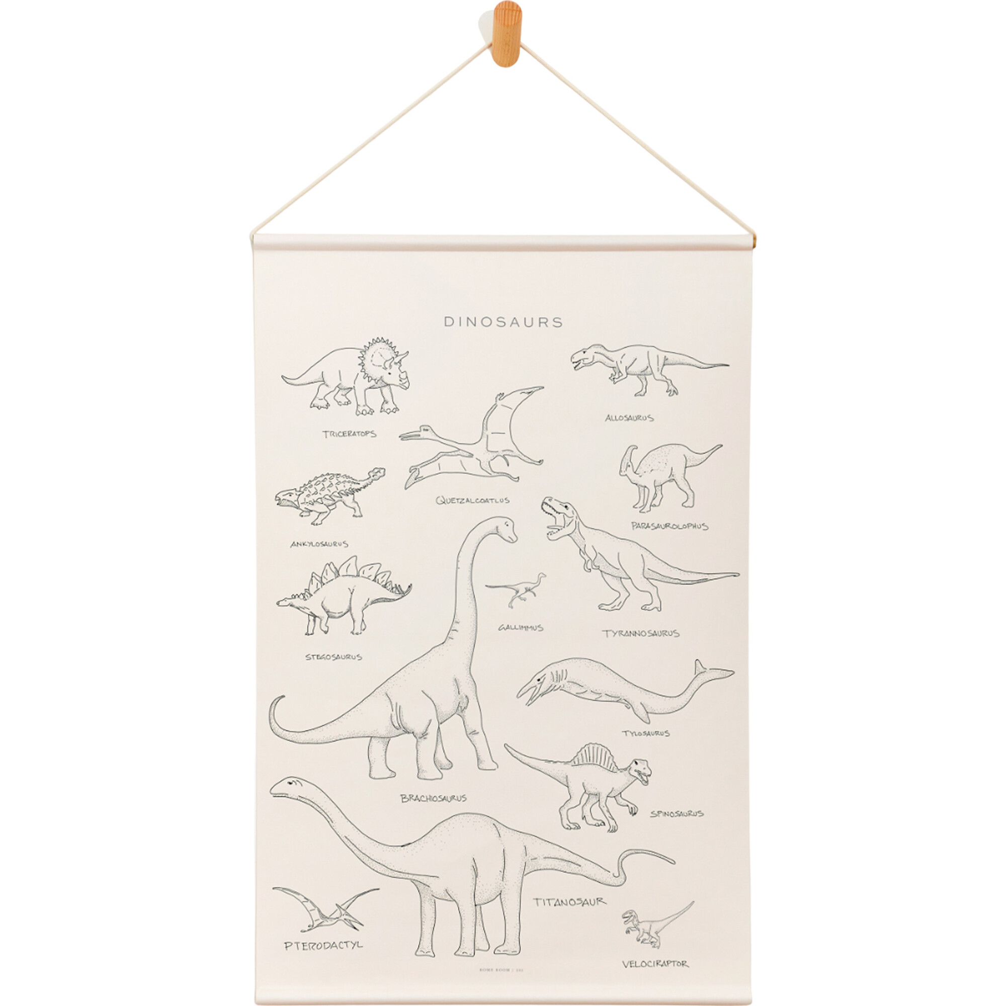 Dinosaur Wall Hanging Artwork, Natural - Wall Décor - 1