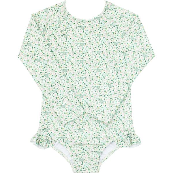 Girls Sea Marsh Floral Rashguard One Piece - Minnow Swim