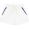 Boys White French Terry Shorts With Navy Trim - Shorts - 1 - thumbnail