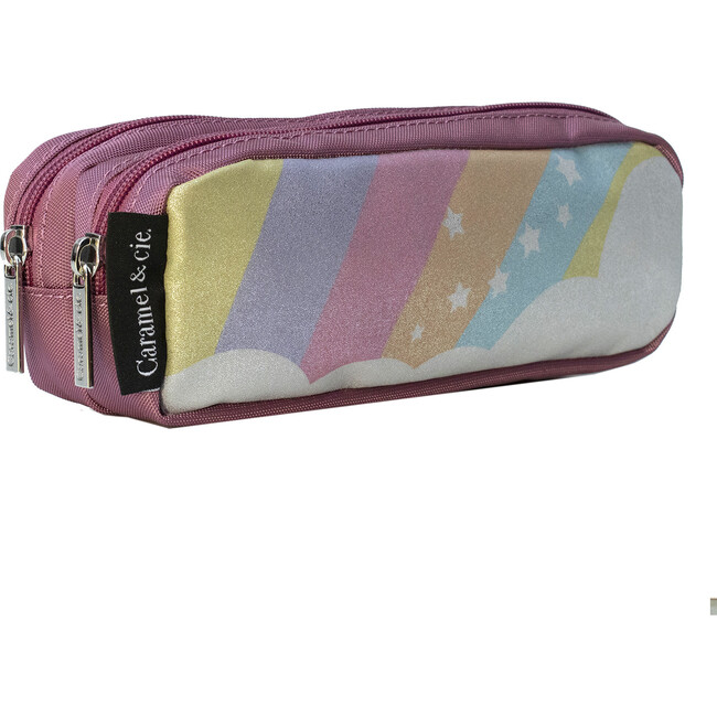 Double Compartment 2-Pocket Pencil Case, Starry Rainbow - School Supplies - 1