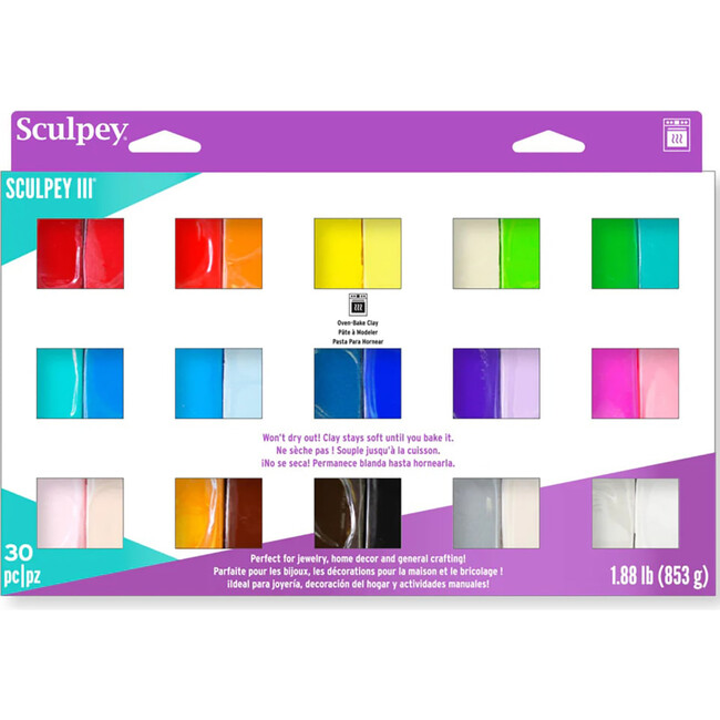 Sculpey III: Polymer Clay: Sampler Pack - (30) 1oz - Oven Bake Clay