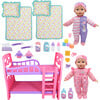 Little Darlings: 12" Twin Dolls Bedtime Fun Set - 29pc, Pink, Purple Green - Doll Accessories - 1 - thumbnail