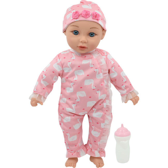 Little Darlings: 14" Kiss N Tickles Baby Doll - Pink, White, Swan