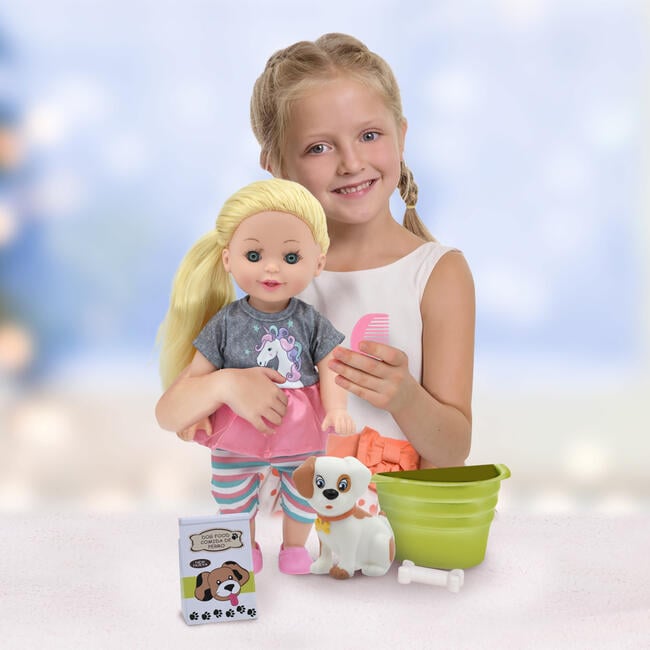 Lil Tots: 14" Talking Pet Grooming Playset - Doll, Pink-Grey-Green-Unicorn - Doll Accessories - 2