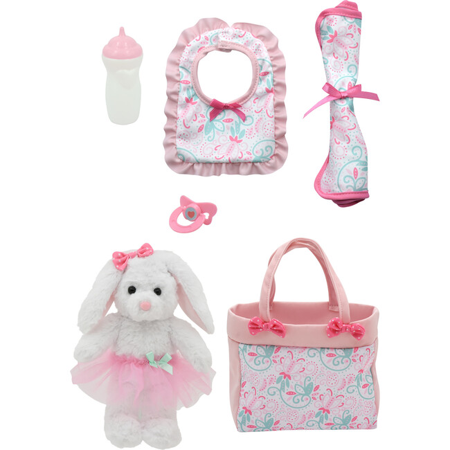 Little Darlings: 16" The Little Ballerina Set - Bunny, Green, Pink - Doll Accessories - 3