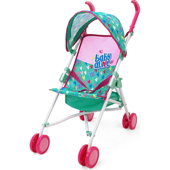 Baby Alive: Doll Umbrella Stroller - Green, Pink, Hearts