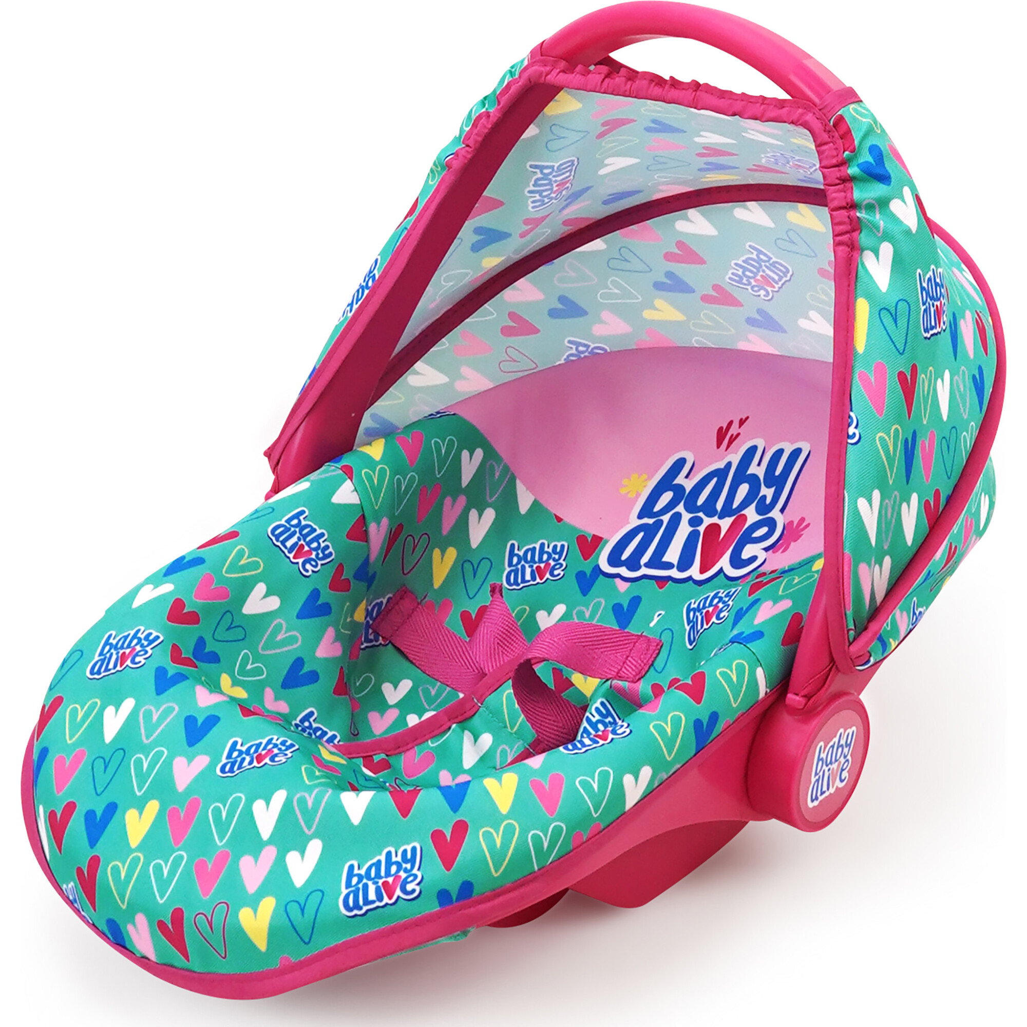 Baby Alive Deluxe Doll Car Seat Green Pink Hearts 509 Crew Limited Dolls Doll Accessories Maisonette