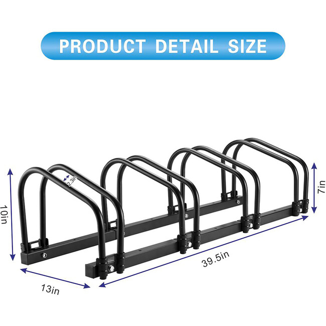Bicycle Floor Parking Rack Stand for 4 Bicycles - Balance Boards - 5