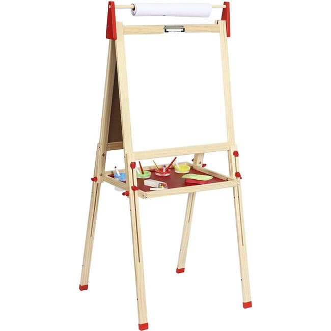 Easy Playhouse Easel for Kids, Wooden Whiteboard & Chalkboard Easel