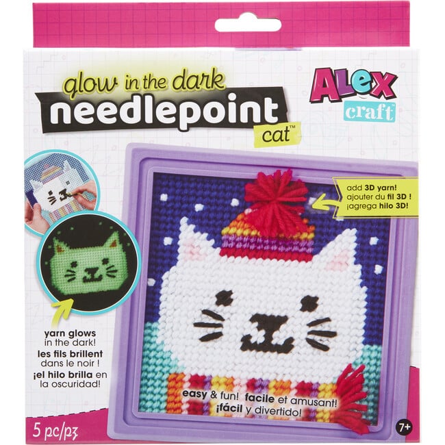 Alex: Glow-In-The-Dark Needlepoint - Cat - DIY Craft Kit