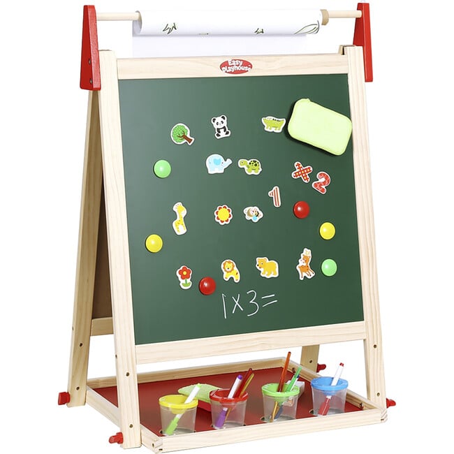 Easy Playhouse Easel for Kids, Wooden Whiteboard & Chalkboard Easel - Arts & Crafts - 4