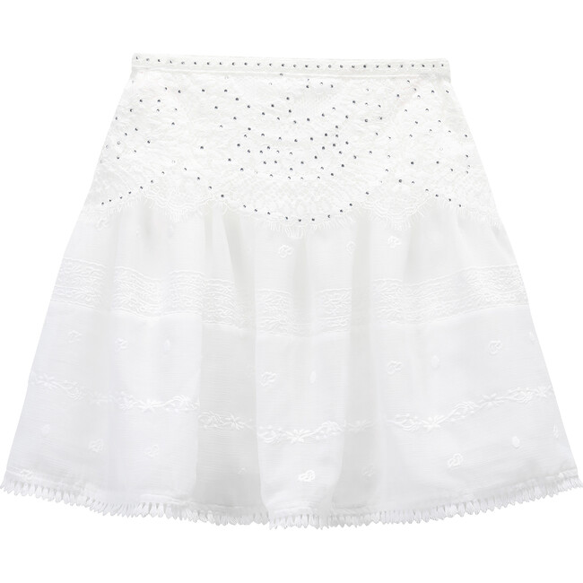 Rose Lace Mini Skirt, Ivory