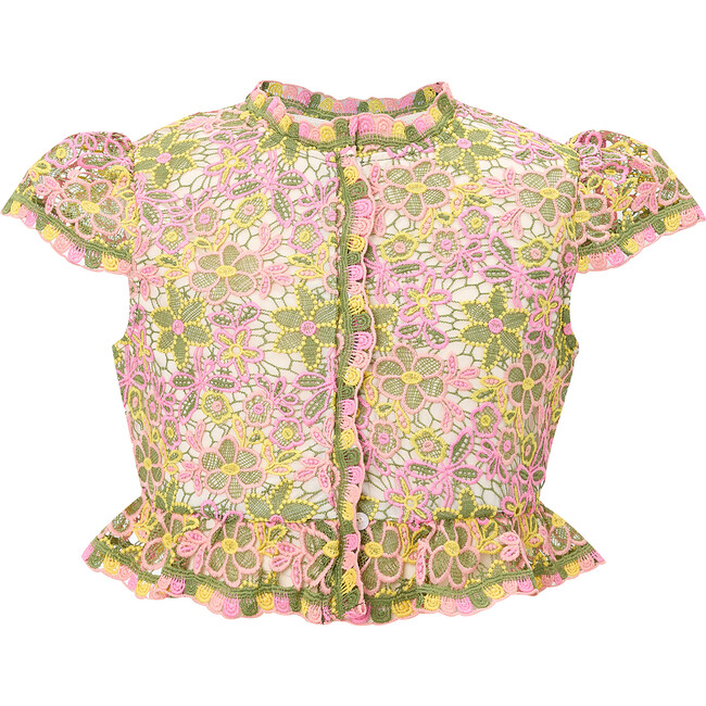 Ella Embroidered Short Flutter Sleeve Top, Floral