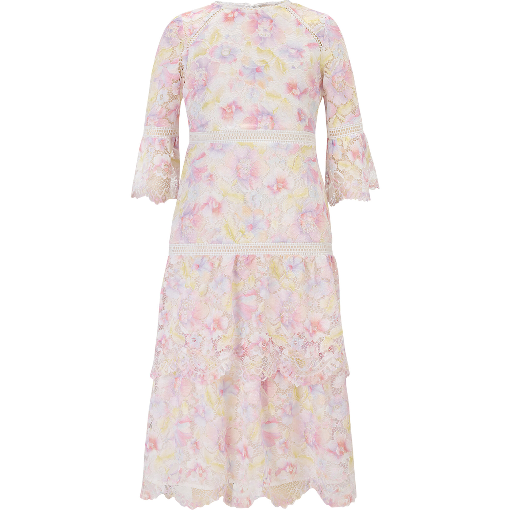 Clara Lace 3-Quarter Sleeve Maxi Dress, Floral - Dresses - 1