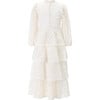 Lily Tiered Frill Long Sleeve Maxi Dress, Cream & Gold - Dresses - 1 - thumbnail