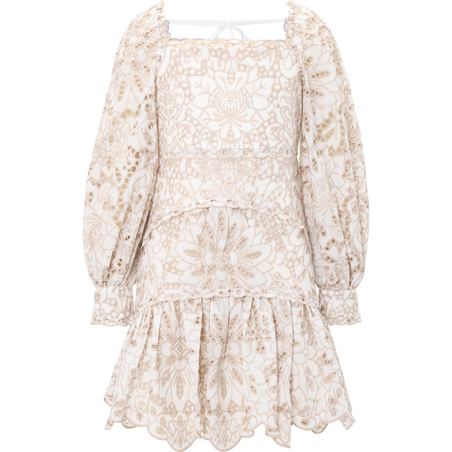 Lily Embroidered Long Sleeve Mini Dress, Cream