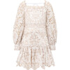 Lily Embroidered Long Sleeve Mini Dress, Cream - Dresses - 1 - thumbnail