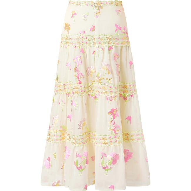 Antoinette Floral Print Embroidered Maxi Skirt, Ivory - Skirts - 2