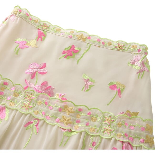 Antoinette Floral Print Embroidered Maxi Skirt, Ivory - Skirts - 3