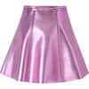 Abigail Vegan Leather Mini Skirt, Metallic Pink - Skirts - 2