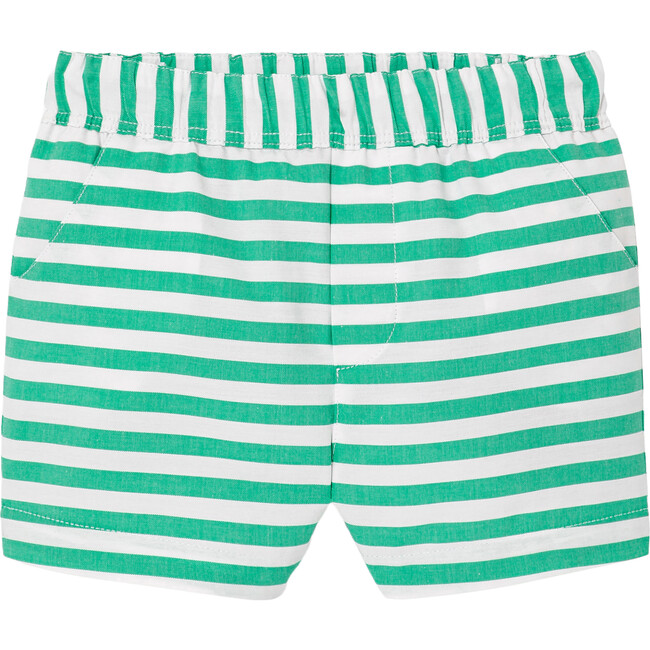 Baby Boy Striped Shorts, White & Green