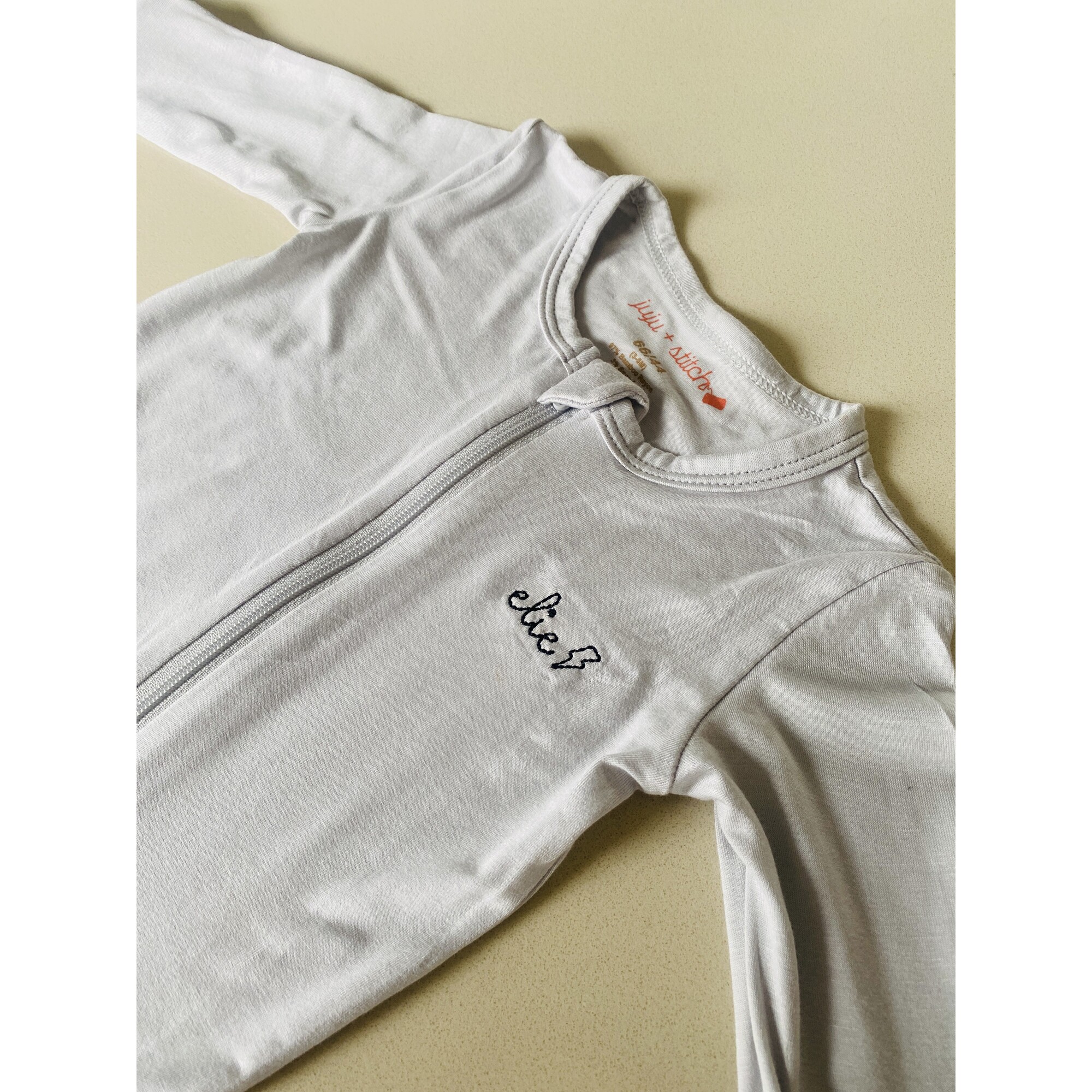 Baby Personalized Long Sleeve Footie, Gray - Onesies - 1