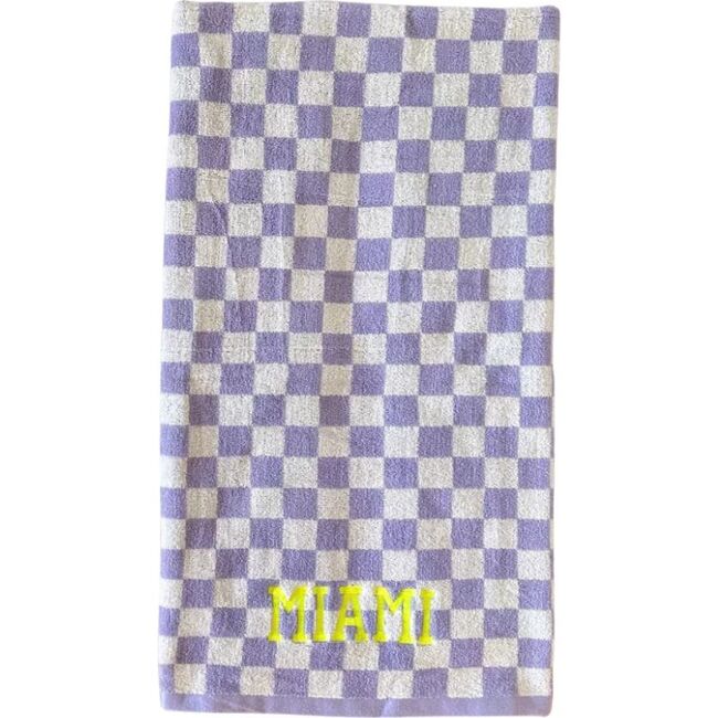 Custom Stitch Checkered Towel, Purple