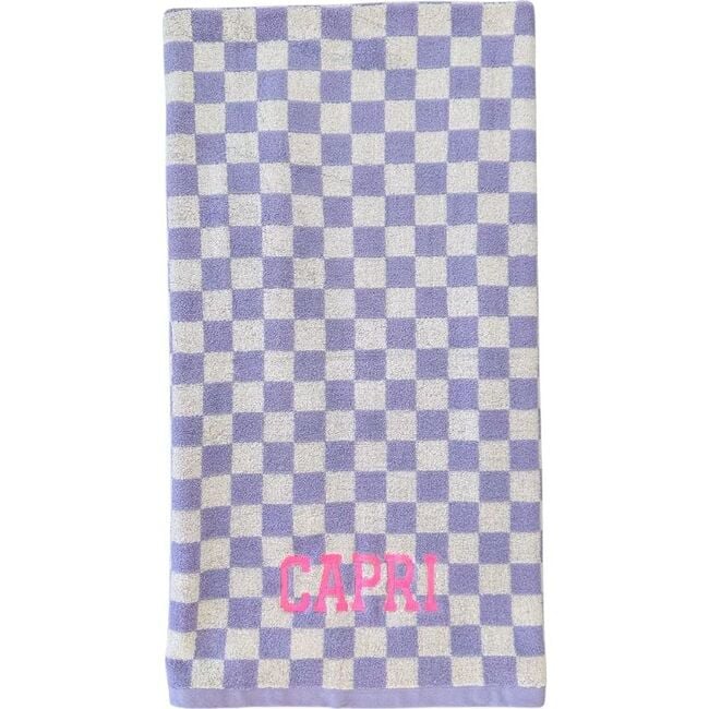 Custom Stitch Checkered Towel, Purple - Towels - 2