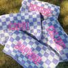 Custom Stitch Checkered Towel, Purple - Towels - 4