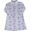 School Days Toile Print Turtleneck Long Sleeve Dress, Purple & White - Dresses - 1 - thumbnail