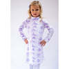 School Days Toile Print Turtleneck Long Sleeve Dress, Purple & White - Dresses - 2